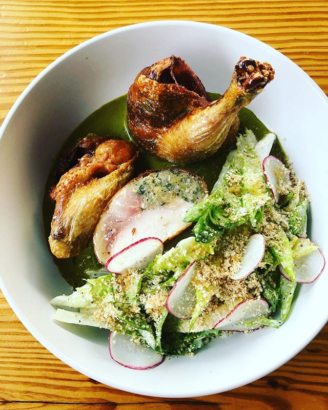 As spring graces us with her presence, we made a tough decision as Quiote grows to change a staple. We bid farewell to our Chicken en Mole as we bid farewell to winter. Introducing our new mole plate. Cornish hen from @slagelfamilyfarm with fermented spring onion sausage, mole verde, escarole dressed in a buttermilk vinaigrette and shaved hazelnuts. We’re excited for this one. Come say 👋🏼 !!!!